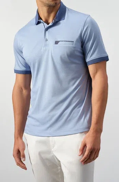 Studio Garnet Los Angeles Tipped Piqué Knit Polo In Blue