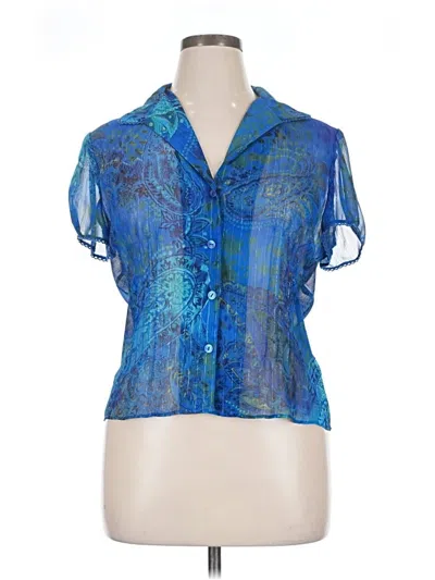 Pre-owned Studio I Short Sleeve Blouse In Blue