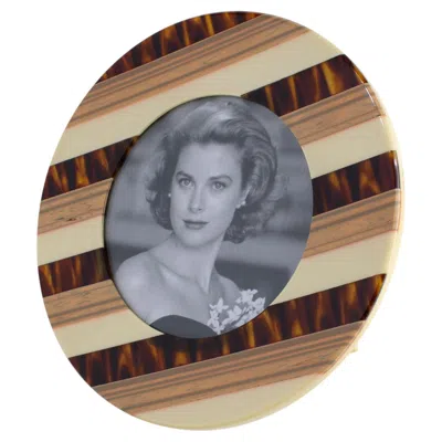 Pre-owned Studio Italia Design Laminated Multi-layers Lucite Picture Frame, Circa 1970 In Gray