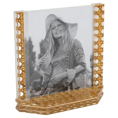 Pre-owned Studio Italia Design Lucite And Rattan, Wicker Picture Frame, Italy Circa 1970 In Gray