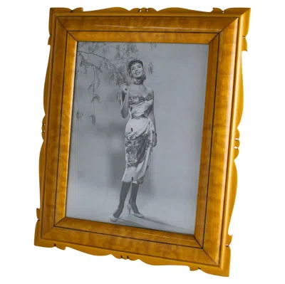 Pre-owned Studio Italia Design Varnish Carved Sycamore Wood Picture Frame, Circa 1940 In Brown