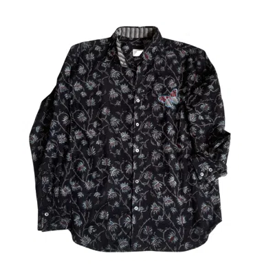 Studio Kibun Men's Ajanta Unisex Handblocked Cotton Shirt In Black