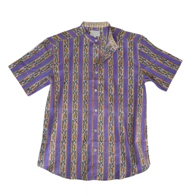 Studio Kibun Men's Aster Unisex Handblocked Cotton Shirt In Orange/purple