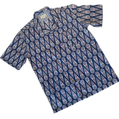 Studio Kibun Men's Bluebell Unisex Handblocked Cotton Shirt