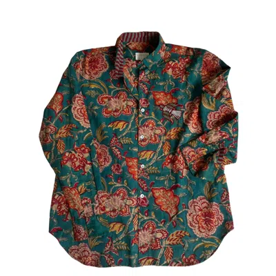 Studio Kibun Men's Mehran Unisex Handblocked Cotton Shirt In Green