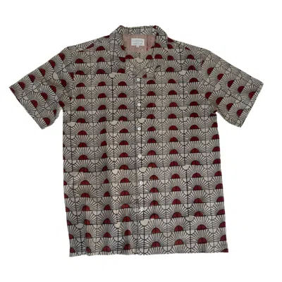 Studio Kibun Men's Morning Glory Unisex Handblocked Cotton Shirt In Gray