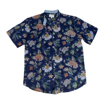 Studio Kibun Men's Wildflower Unisex Handblocked Cotton Shirt In Orange