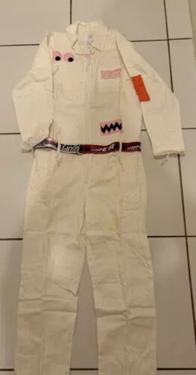 Pre-owned Studio Kidsuper  J Balvin Jumpsuit W Belt Rare Brand White Size Small