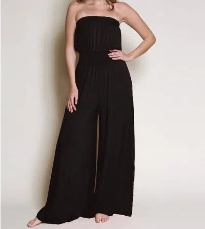 Studio Ko Clothing Strapless Bamboo Pant Romper In Black