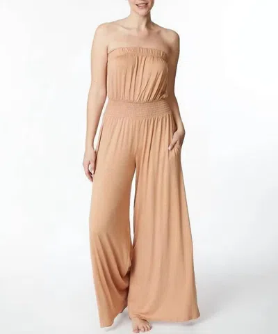 Studio Ko Clothing Strapless Bamboo Pant Romper In Camel In Neutral