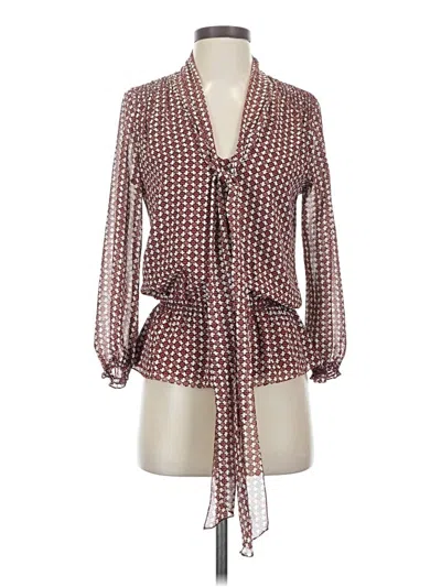Pre-owned Studio M 3/4 Sleeve Blouse In Burgundy