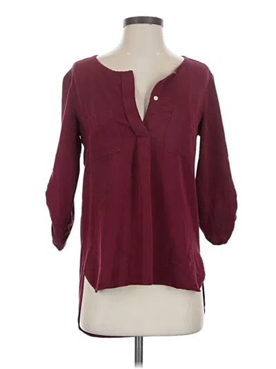 Pre-owned Studio M 3/4 Sleeve Blouse In Burgundy