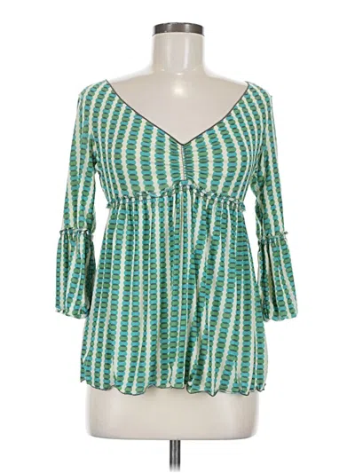Pre-owned Studio M 3/4 Sleeve Blouse In Green