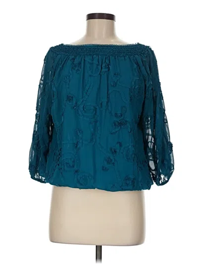 Pre-owned Studio M 3/4 Sleeve Blouse In Teal