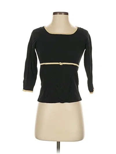 Pre-owned Studio M 3/4 Sleeve Top Black Boatneck Tops