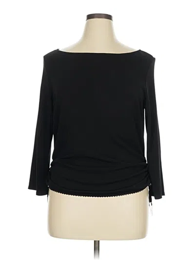 Pre-owned Studio M 3/4 Sleeve Top Black Boatneck Tops
