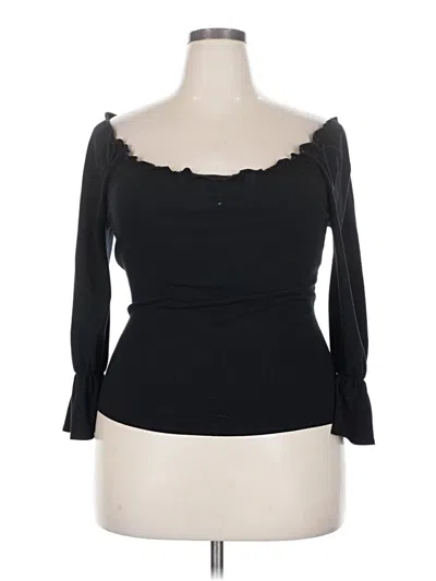 Pre-owned Studio M 3/4 Sleeve Top Black Sweetheart Neckline Tops