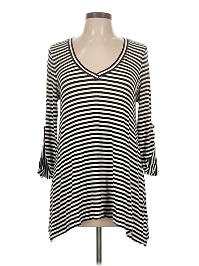 Pre-owned Studio M 3/4 Sleeve Top Black V-neck Tops