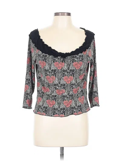 Pre-owned Studio M 3/4 Sleeve Top Gray Sweetheart Neckline Tops