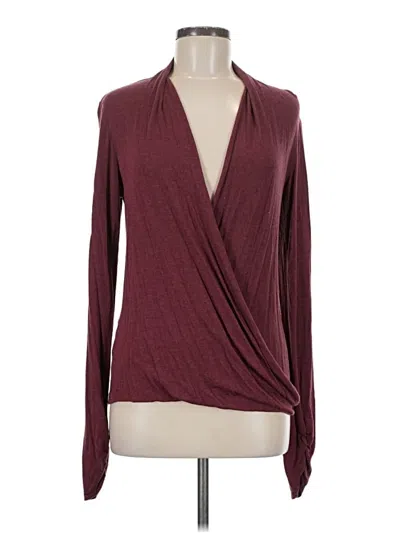 Pre-owned Studio M Long Sleeve Blouse In Burgundy