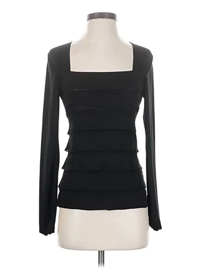 Pre-owned Studio M Long Sleeve Top Black Square Neckline Tops