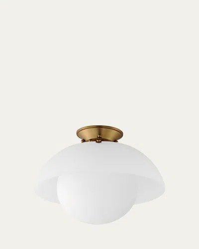 Studio M Mat Sanders Design From  Domain 14" Semi Flush Mount - Frost/brass In Gold