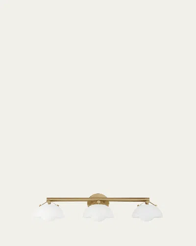 Studio M Mat Sanders Design From  Domain 3-light Bath Vanity - Frost/brass In Natural Aged Brass