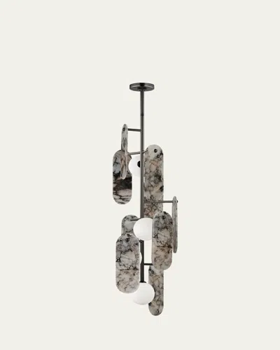 Studio M Megalith 42" 5-light Vertical Pendant Chandelier, Striae Arya In Gunmetal