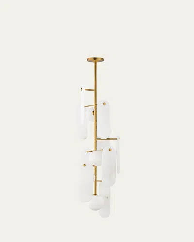 Studio M Megalith Alabaster Stone 42" 5-light Vertical Chandelier In Natural Aged Brass