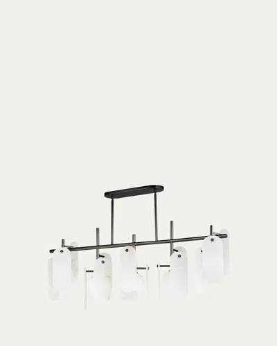 Studio M Megalith Alabaster Stone 47" 5-light Linear Chandelier In Gunmetal