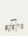 Studio M Megalith Assorted Stone 47" 5-light Linear Chandelier In Gunmetal