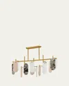 Studio M Megalith Assorted Stone 47" 5-light Linear Chandelier In Natural Aged Brass