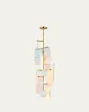 Studio M Megalith Dichroic Glass 42" 5-light Vertical Chandelier In Natural Aged Brass