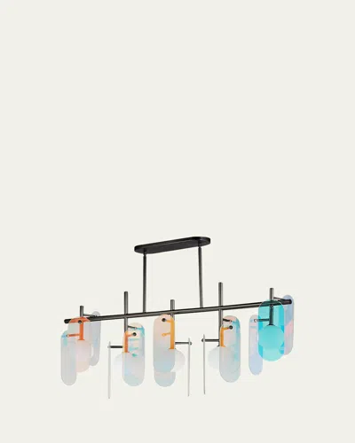 Studio M Megalith Dichroic Glass 47" 5-light Linear Chandelier In Gunmetal