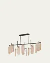 Studio M Megalith Rose Jade Stone 47" 5-light Linear Chandelier In Gunmetal