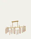 Studio M Megalith Rose Jade Stone 47" 5-light Linear Chandelier In Natural Aged Brass