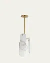 Studio M Megalith Stone 17" Pendant, Alabaster In Natural Aged Brass