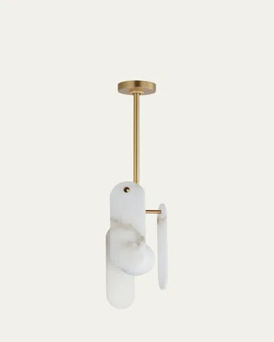 Studio M Megalith Stone 17" Pendant, Alabaster In Natural Aged Brass