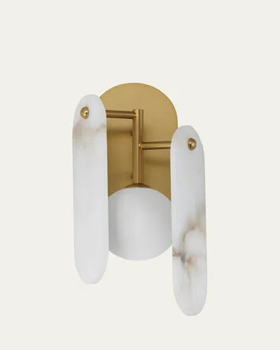 Studio M Megalith Stone Alabaster 16" Wall Sconce In Natural Aged Brass