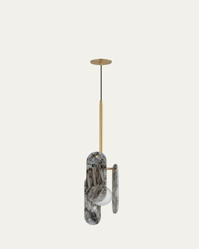 Studio M Megalith Stone Striae Arya 30" Pendant In Natural Aged Brass