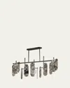 Studio M Megalith Striae Arya Stone 47" 5-light Linear Chandelier In Gunmetal