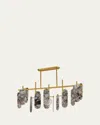 Studio M Megalith Striae Arya Stone 47" 5-light Linear Chandelier In Natural Aged Brass
