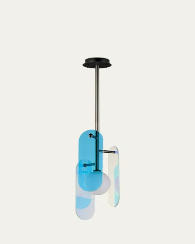 Studio M Nina Magon Design From  Megalith Stem Hung Pendant Dichroic Glass In Blue