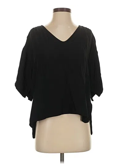 Pre-owned Studio M Short Sleeve Blouse In Black
