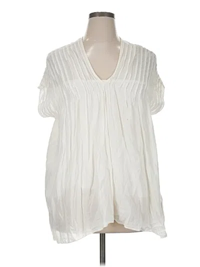 Pre-owned Studio M Short Sleeve Blouse In White
