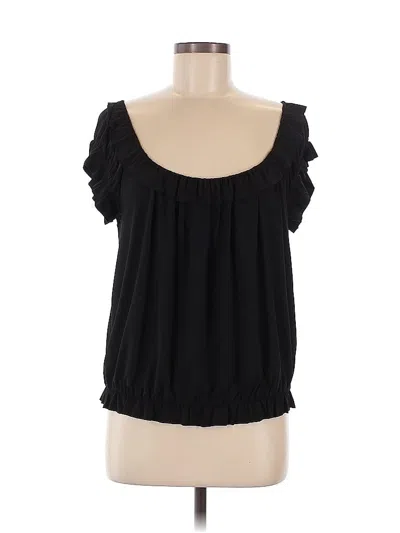 Pre-owned Studio M Short Sleeve Top Black Sweetheart Neckline Tops