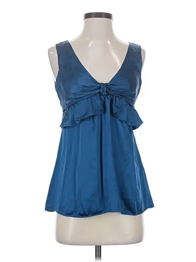 Pre-owned Studio M Sleeveless Silk Top Blue Sweetheart Neckline Tops
