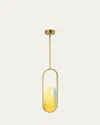 Studio M Trance 20" Dichroic Glass Pendant In Natural Aged Brass