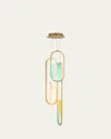 Studio M Trance 39" 3-light Dichroic Glass Chandelier In Natural Aged Brass