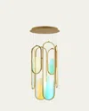 Studio M Trance 39" 6-light Dichroic Glass Chandelier In Natural Aged Brass